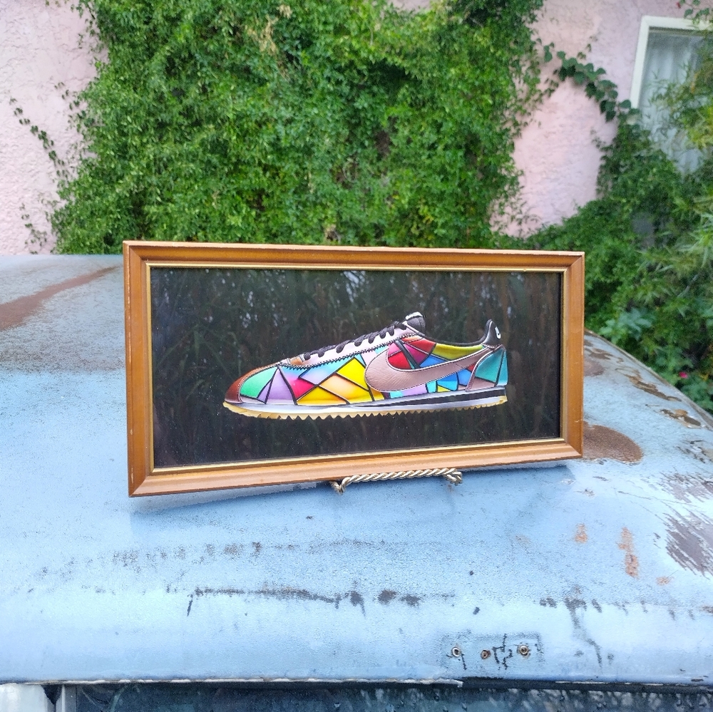 Nike Cortez Stained Glass Style Framed Art Print By Neon Nicho